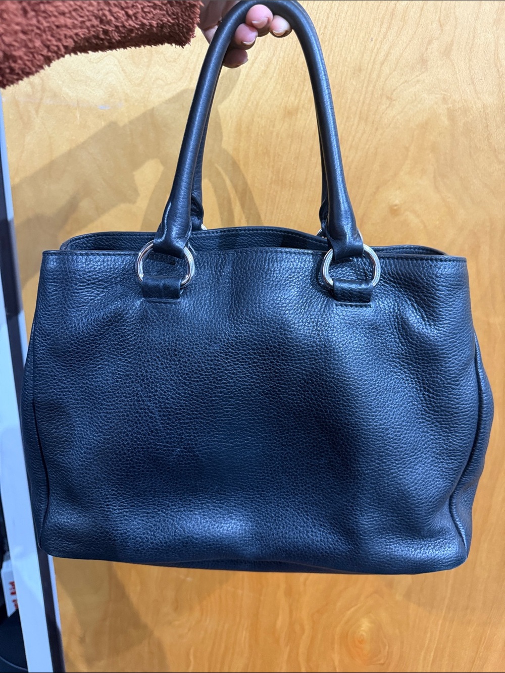 Prada Pebbled Black Leather Double-Handle Tote - Picture 3 of 3